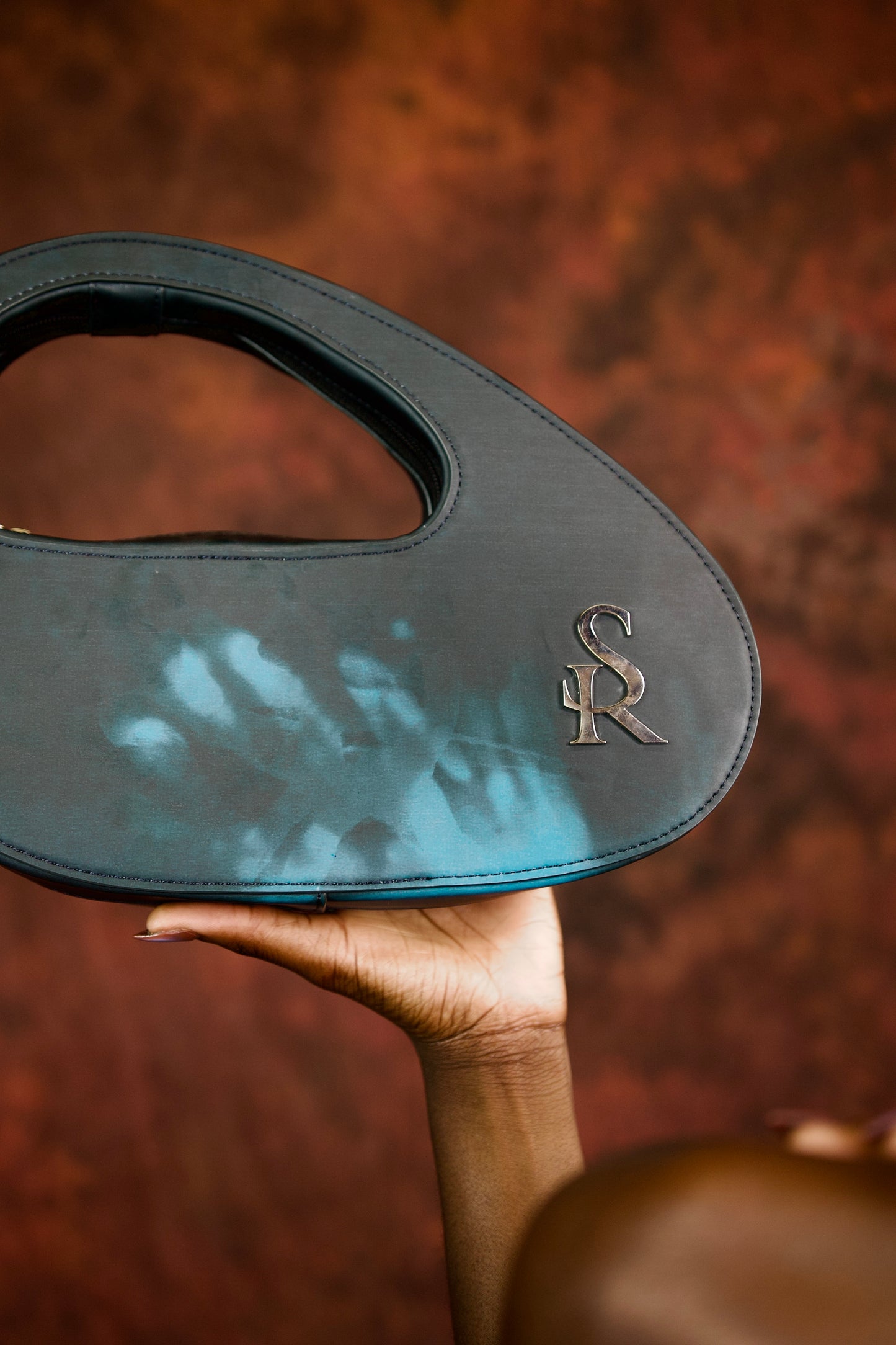 NAVY THERMO LUGHIAN LEATHER BAG